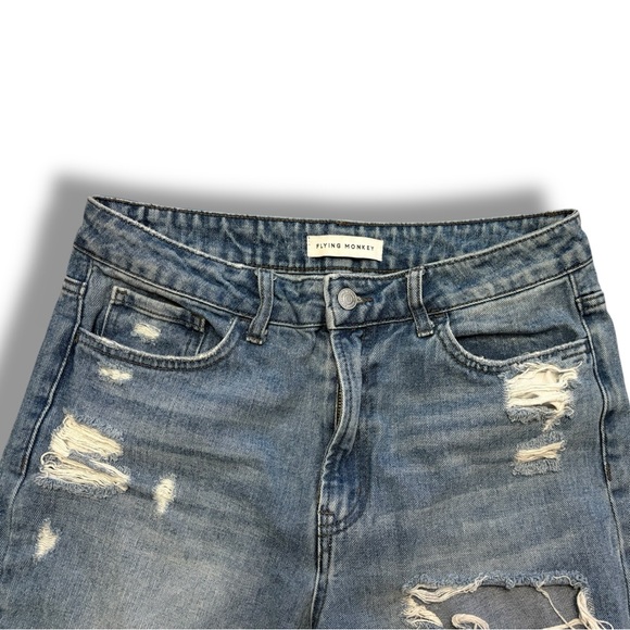 Flying Monkey Women's Blue Jeans Size 28 Distressed Straight Leg High Rise Denim - Picture 5 of 13
